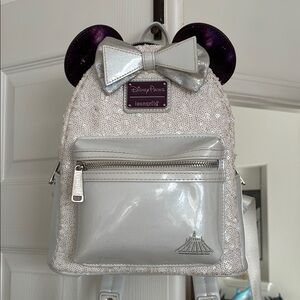 Loungefly Disney MMMA Space Mountain Silver Purple Mini Backpack